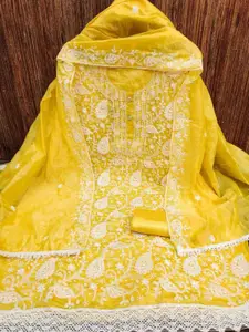 faxofab Ethnic Motifs Embroidered Silk Georgette Chikankari Unstitched Dress Material