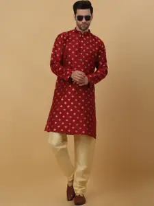 KRAFT INDIA Ethnic Motifs Woven Design Mandarin Collar Jacquard Kurta