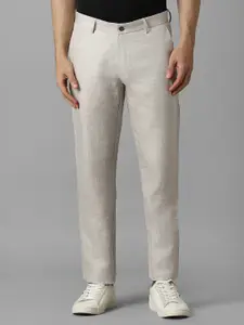 Louis Philippe Men Textured Pure Linen Slim Fit Trousers