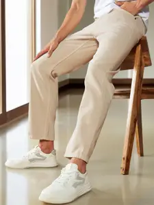 Dennis Lingo Men Relaxed Fit Clean Look Ecru Pure Cotton Jeans