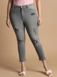 Allen Solly Woman Skinny Fit Mildly Distressed Light Fade Jeans