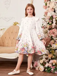 BAESD Floral Print Flutter Sleeve Fit & Flare Dress