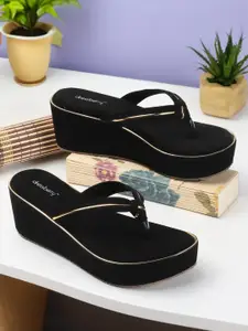 DressBerry Black Open Toe Flatform Heels