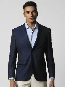 Van Heusen Slim-Fit Checked Notched Lapel Single Breasted Formal Blazer