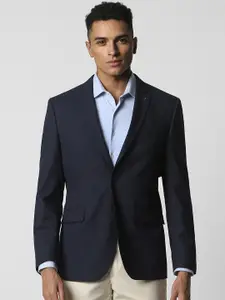 Van Heusen Slim-Fit Checked Notched Lapel Single Breasted Formal Blazer