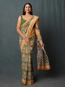 Unnati Silks Floral Zari Silk Cotton Handloom Chanderi Saree