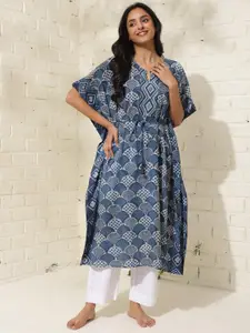 Fabindia Geometric Printed Cotton Kaftan Dress
