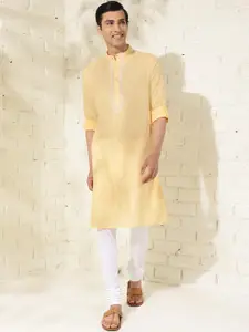 Fabindia Slim Fit Floral Yoke Design Cotton A-Line Kurta