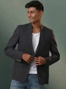 SHVAAS by VASTRAMAY Checked Slim-Fit Single-Breasted Casual Blazer