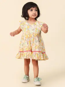 Fabindia Infants Girls Floral Printed Cotton A-Line Dress