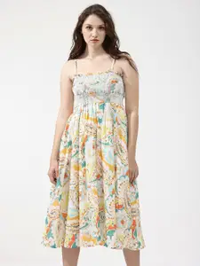 RAREISM Floral Print Fit & Flare Midi Dress