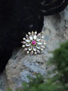 BeAbhika Gold Plated Stones Studded & Beaded Finger Rings