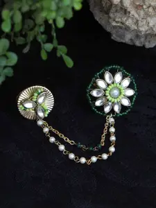 BeAbhika Gold Plated Stones Studded & Beaded Double-Finger Rings