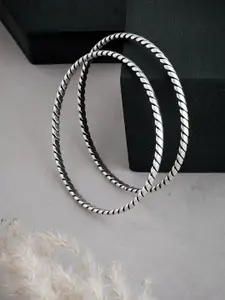 Fabindia Set Of 2 92.5 Sterling Silver Plated Twisted Bangle