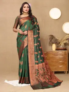 Divyadham Textiles Ethnic Motifs Woven Design Zari Pure Silk Paithani Banarasi Saree
