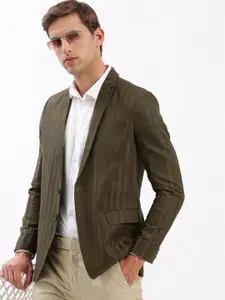 SHOWOFF Striped Slim Fit Notched Lapel Single-Breasted Casual Blazer