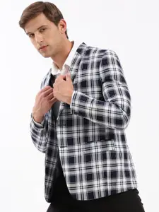 SHOWOFF Checked Slim-Fit Single-Breasted Casual Blazer