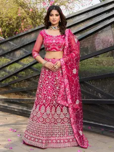 flaher Embroidered Semi-Stitched Lehenga & Unstitched Blouse With Dupatta