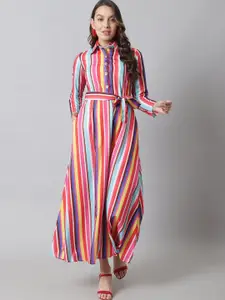 Karmic Vision Striped Georgette Shirt Maxi Dress