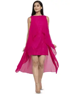 Karmic Vision Print Georgette A-Line Dress