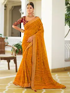 Saree mall Bandhani Zari Poly Chiffon Sarees