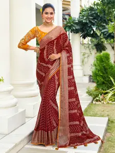 Saree mall Bandhani Zari Poly Chiffon Sarees
