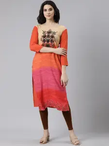 Souchii Women Chevron Embroidered Flared Sleeves Thread Work Grandeur & Majestic Artwork Kurta