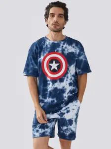 FINIVO FASHION Captain America Printed Round Neck T-Shirt & Shorts