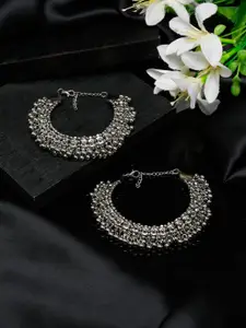 YouBella Set of 2 Silver-Plated Anklets