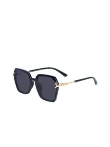 HASHTAG EYEWEAR Women Hexagonal Oversized Sunglasses With UV Protected Lens G-15062-black
