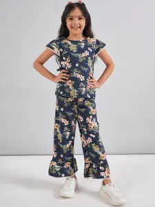 One Friday Girls Printed Pure Cotton Top With Trouser