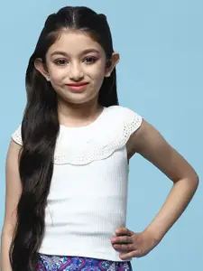 Biba Girls Round Neck Sleeveless Cotton Top