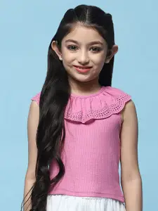 Biba Girls Cotton Round Neck Sleeveless Casual Top