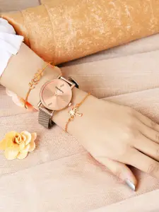 DressBerry Women Rose Gold Bracelet & Watch Gift Set DBWJ Set-28