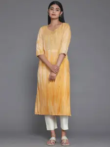 Libas Striped Round Neck Three-Quarter Sleeves Cotton Kurta