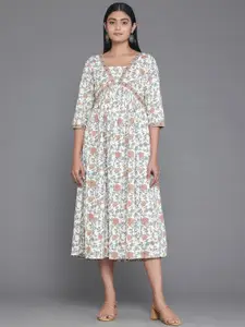 Libas Floral Print A-Line Midi Dress