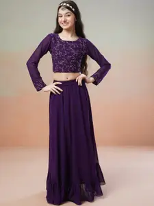 Inddus Girls Embroidered Thread Work Ready to Wear Lehenga &