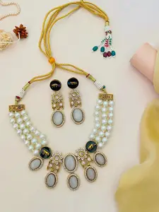 ABDESIGNS Stone Studded Necklace and Earrings Set