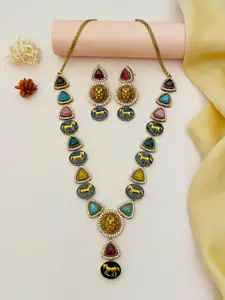 ABDESIGNS Stone Studded Necklace and Earrings Set