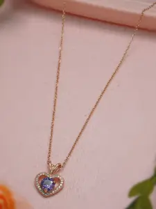 Ramdev Art Fashion Jwellery Rose Gold-Plated Heart Shape Crystal Necklace