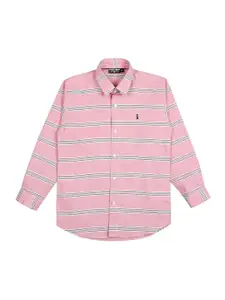 Actuel Boys Spread Collar Long Sleeves Horizontal Stripes Regular Fit Cotton Casual Shirt