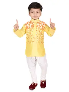 BAESD Boys Geometric Printed Mandarin Collar Straight Kurta With Pyjama