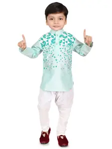 BAESD Boys Geometric Printed Mandarin Collar Straight Kurta With Pyjama