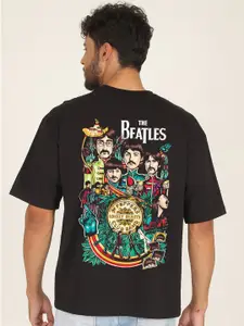 PRONK Round Neck Short Sleeves Graphic Printed Cotton T-shirt