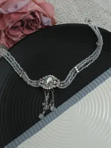 DressBerry White Silver-Plated Stone Studded Choker Necklace