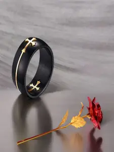 UNIVERSITY TRENDZ Set of 2 Gold-Plated Ring & Rose Set