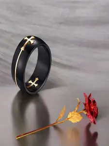UNIVERSITY TRENDZ Set of 2 Gold-Plated Ring & Rose Set