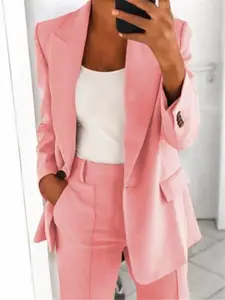 StyleCast Pink Notched Lapel Single Breasted Blazer
