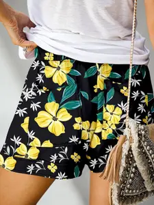 StyleCast Women Yellow Floral Printed Shorts