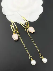 VAGHBHATT Gold Plated Pearls Floral Drop Earrings